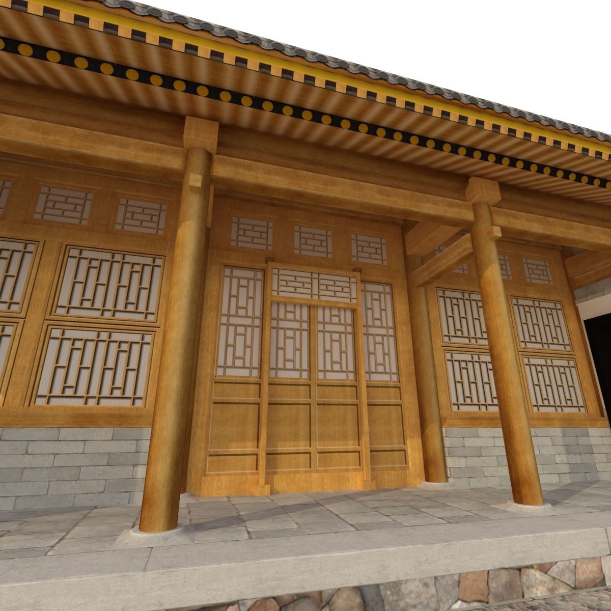 Ancient Chinese Architecture Distribution room 03 Low-poly 3D model_11