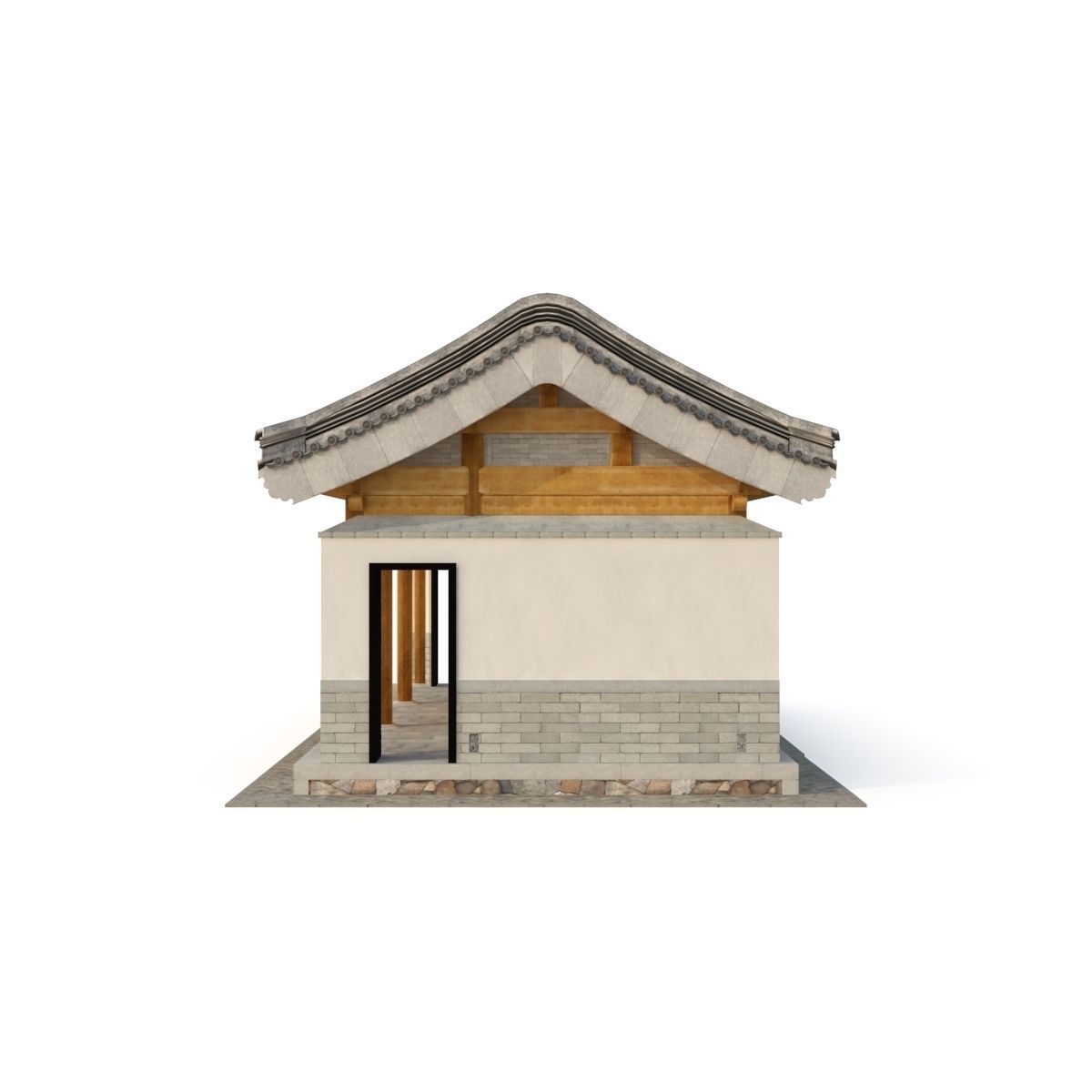 Ancient Chinese Architecture Distribution room 03 Low-poly 3D model_3