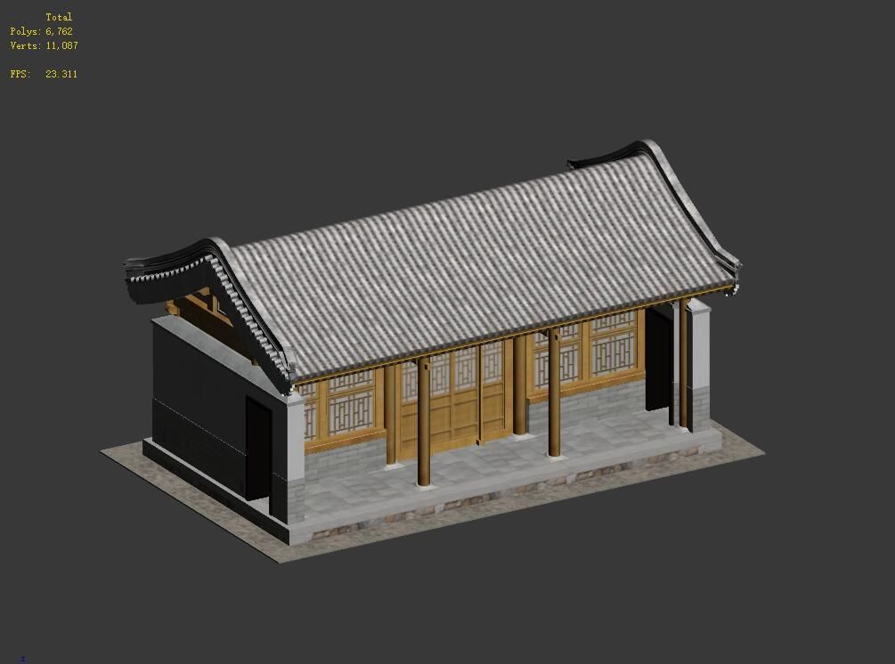 Ancient Chinese Architecture Distribution room 03 Low-poly 3D model_12
