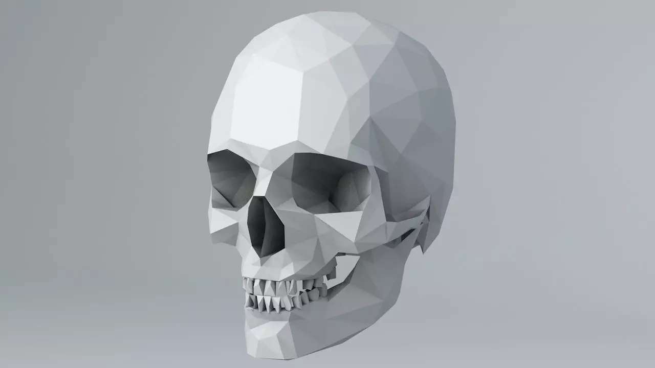 Lowpoly Human Skull Low-poly 3D model_0
