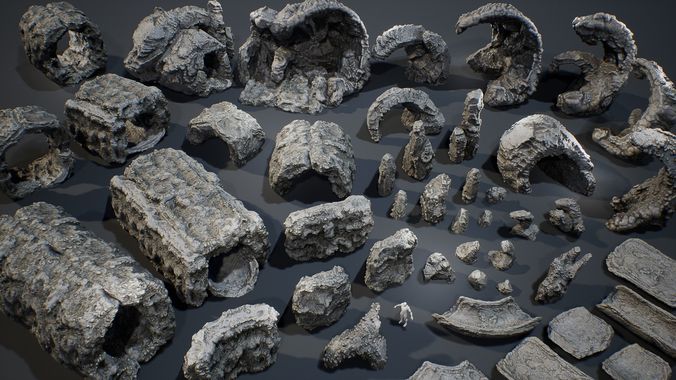 Ancient Cavern Set I - Cave Rocks Asset Pack Unreal Engine Low-poly 3D model