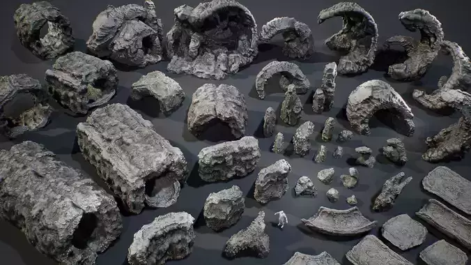 Ancient Cavern Set I - Cave Rocks Asset Pack Unreal Engine Low-poly 3D model