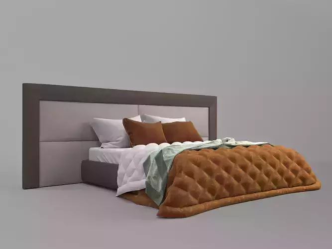 Bed set with orange and quilt