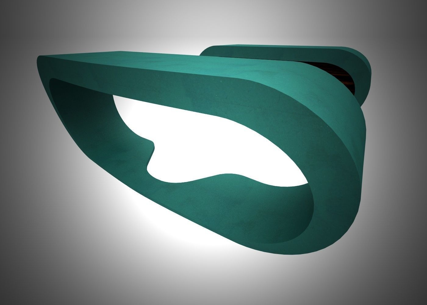 Designer oval computer Desk with chest of drawers Low-poly 3D model