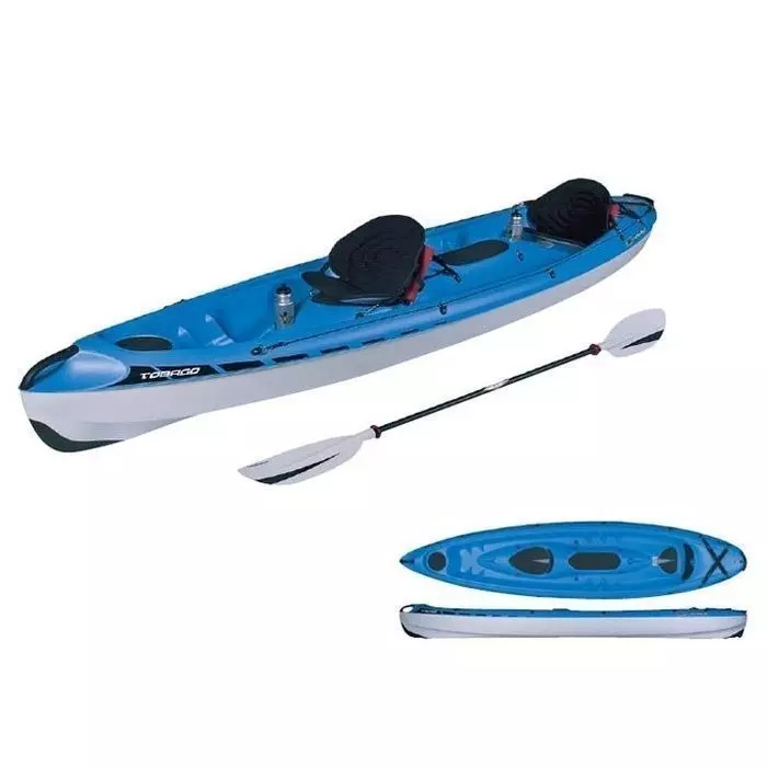 cano1 two kayaks with paddles and oars Low-poly 3D model_0