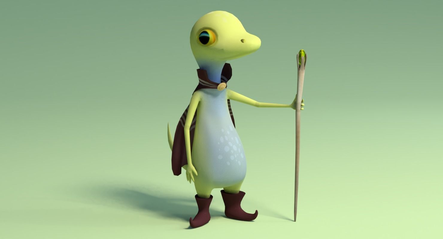Cute Gecko Lizard Low-poly 3D model_2