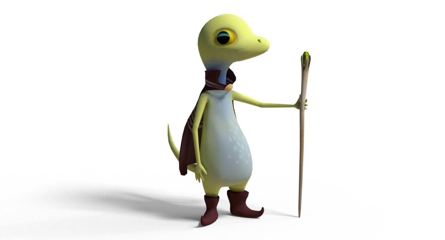 Cute Gecko Lizard Low-poly 3D model_4