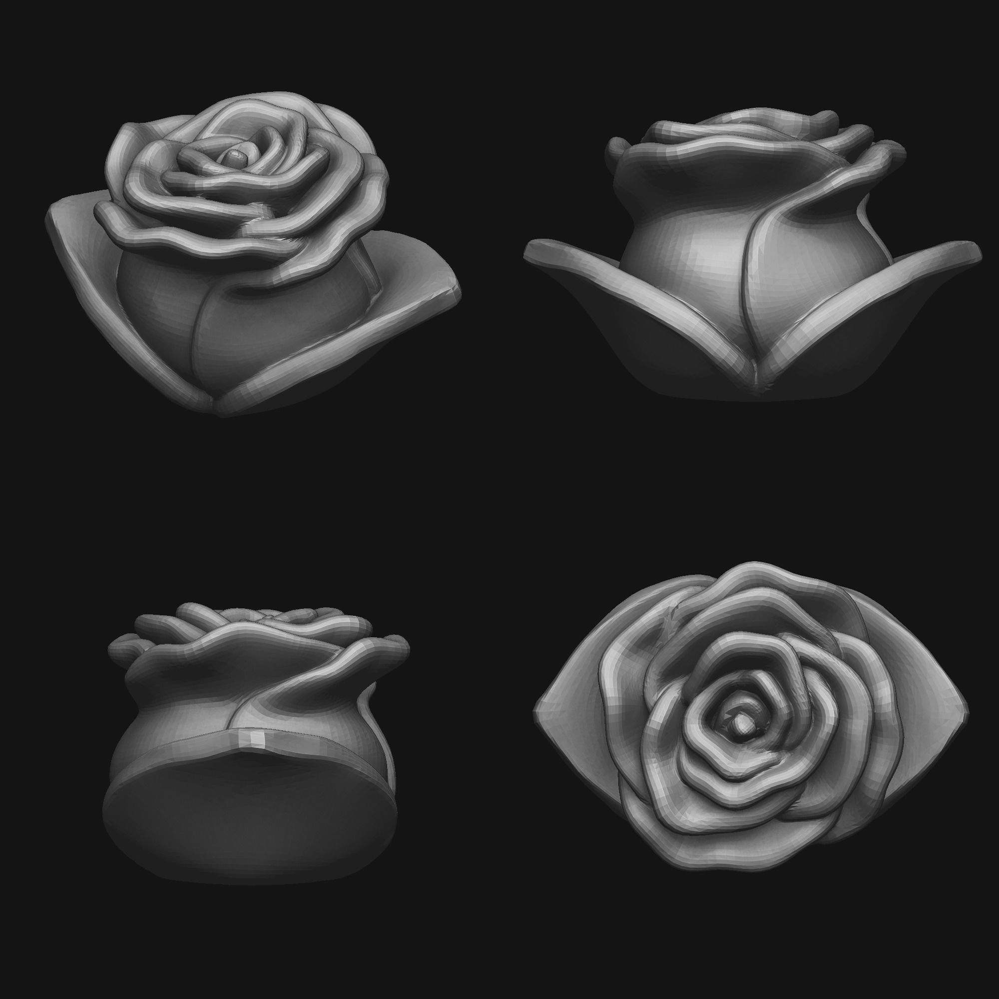 Ring - Wings and Rose Separates 3D print model_2
