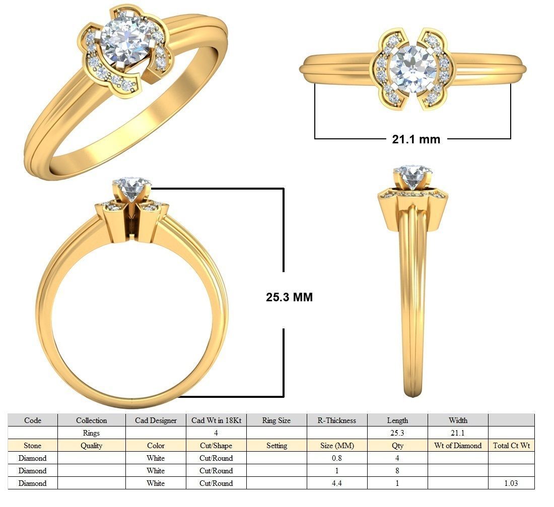 VYT-vjr-2975 Solitaire Engagement ring 3D print model 3D print model_5