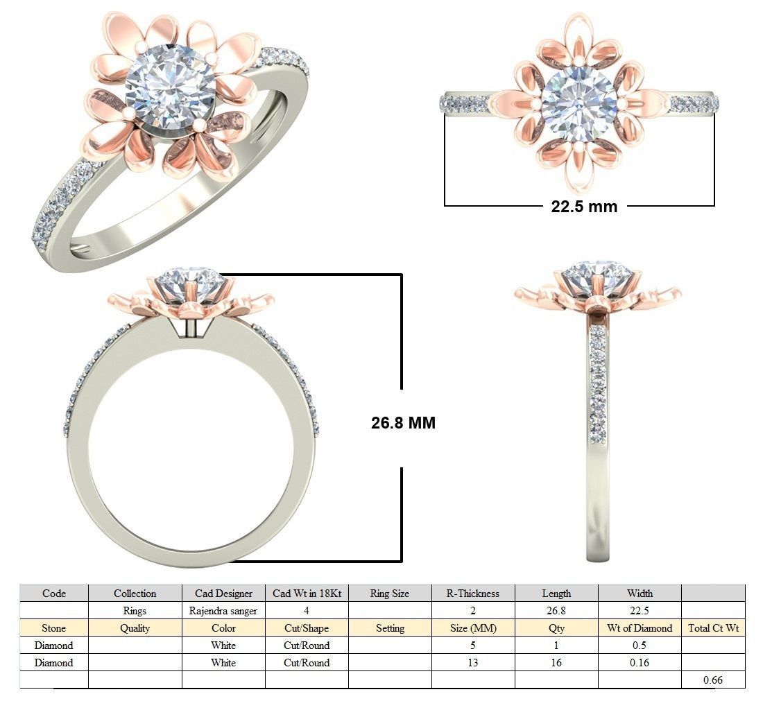 VYT-vjr-04 Solitaire Engagement ring 3D print model 3D print model_5