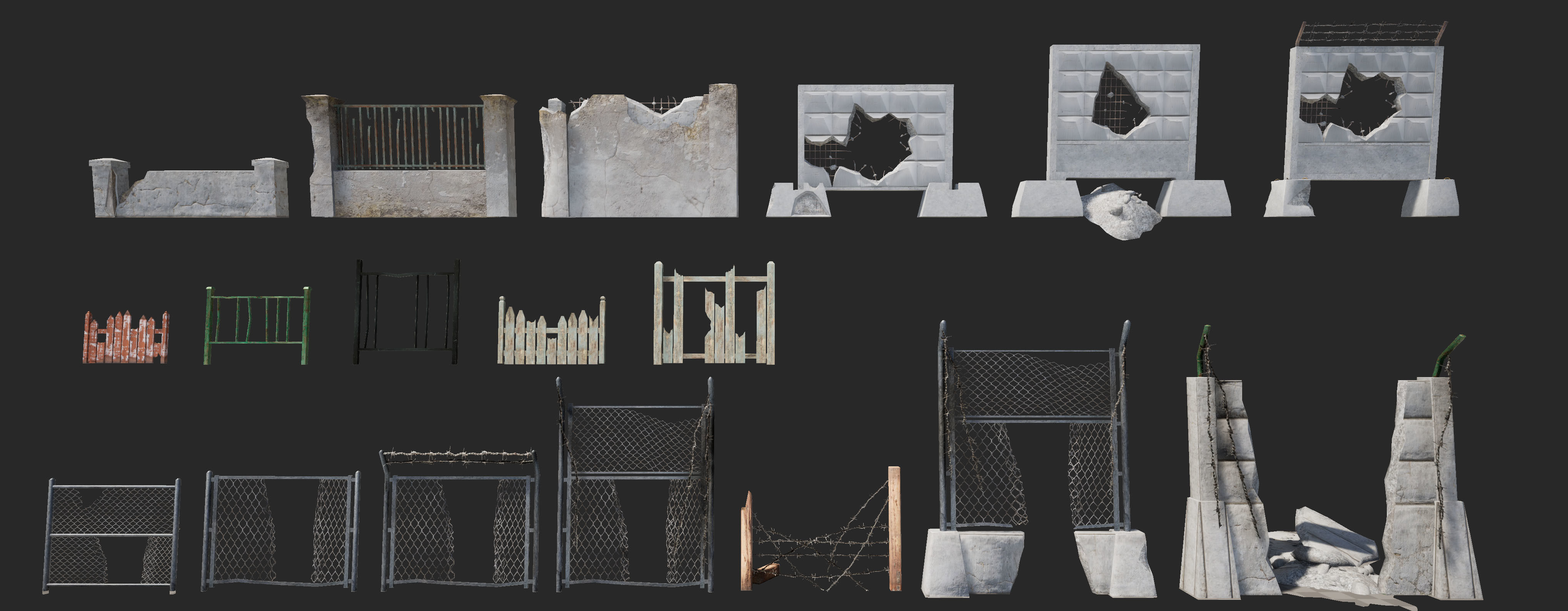 Mobile Fence Pack Low-poly 3D model_2