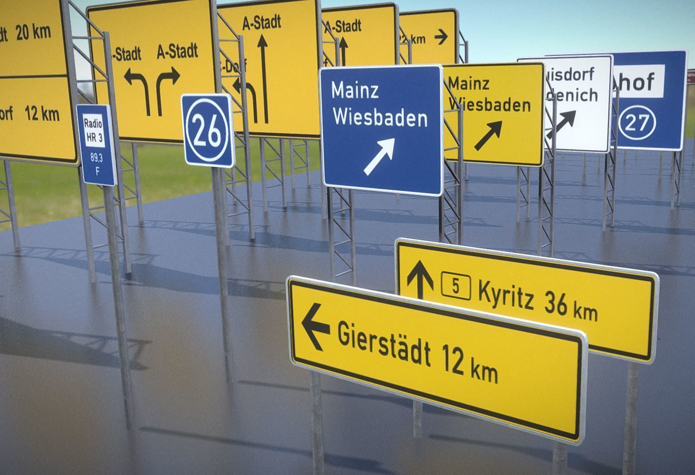 Austauschbare Verkerszeichen Low-poly 3D model_1