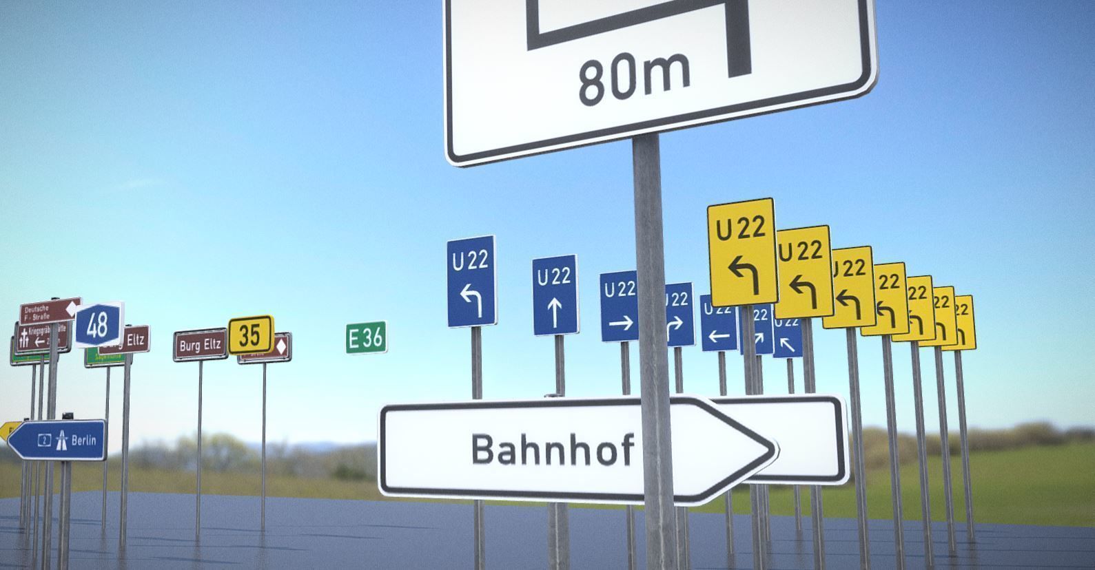 Austauschbare Verkerszeichen Low-poly 3D model_6