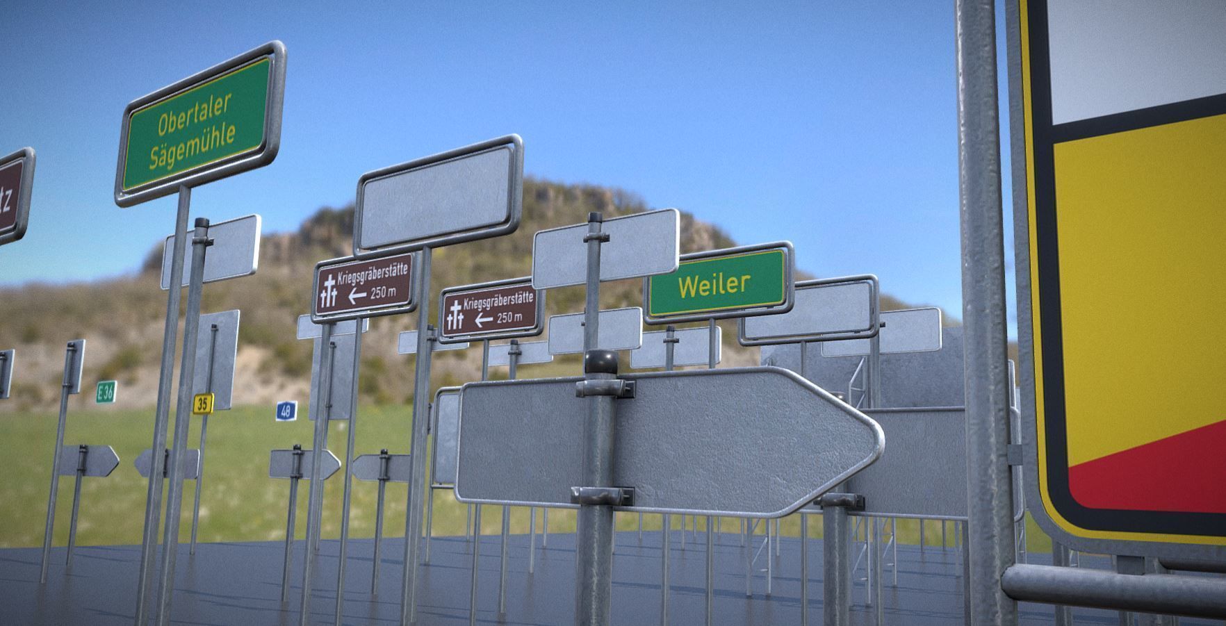 Austauschbare Verkerszeichen Low-poly 3D model_8