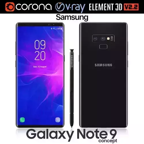 Samsung Galaxy Note 9 Black 3D model Samsung Galaxy Note 9 Black 3D model