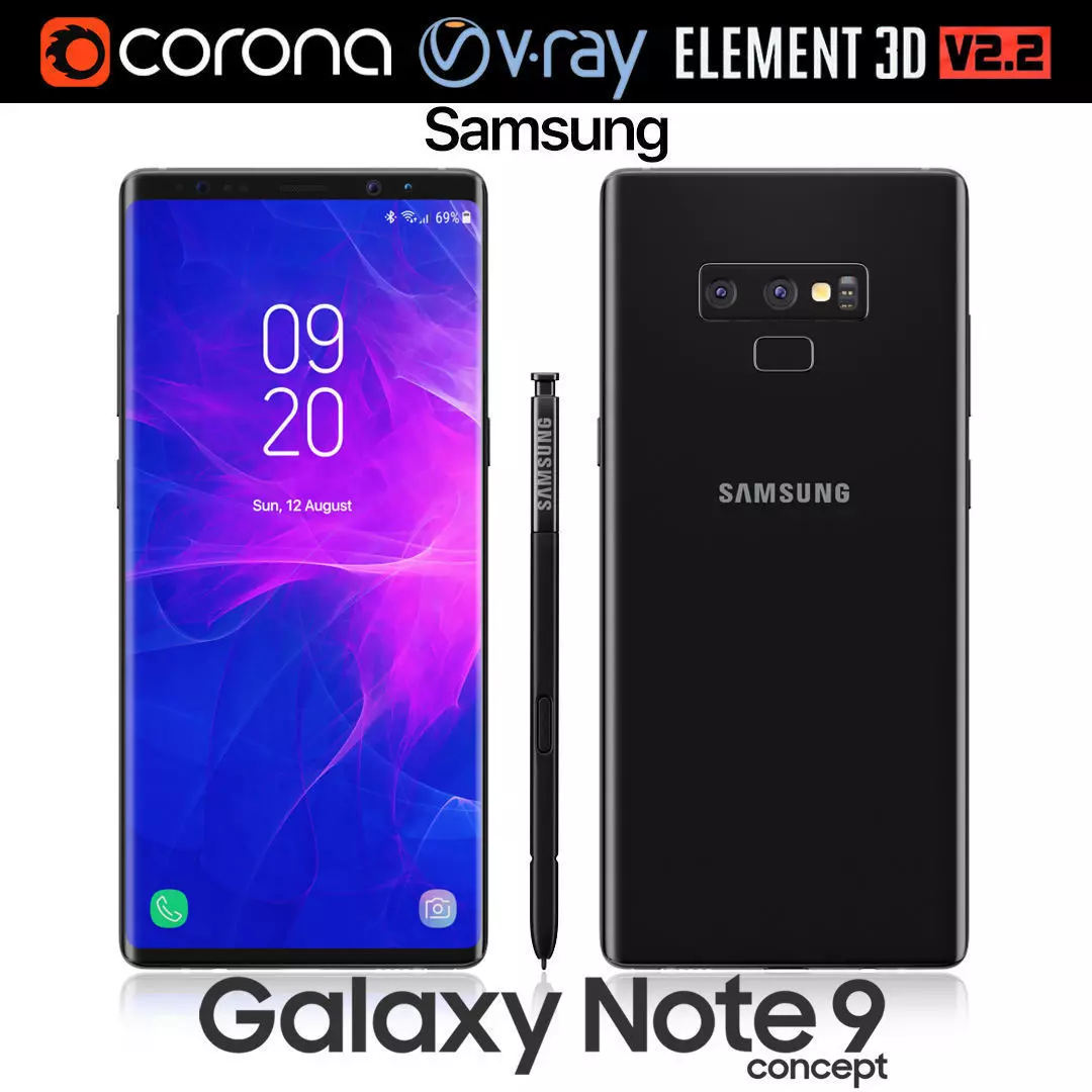 Samsung Galaxy Note 9 Black 3D model_0