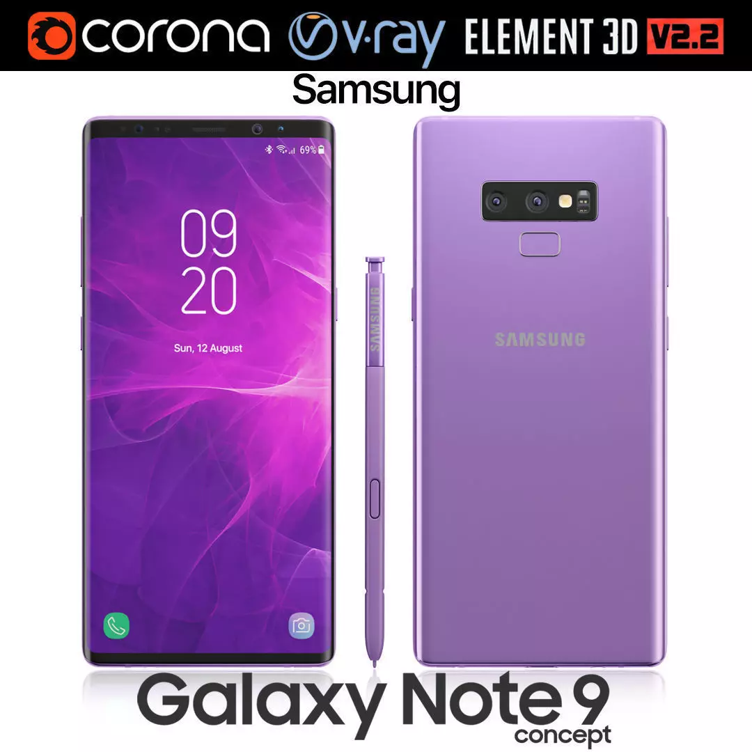 Samsung Galaxy Note 9 Lavendar 3D model