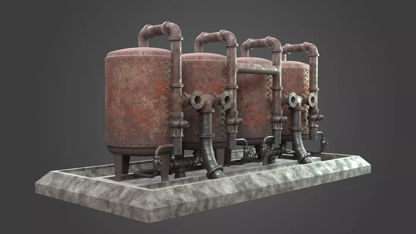 Factory Element - Boiler Machine Low-poly 3D model_0