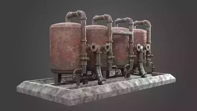 Factory Element - Boiler Machine Low-poly 3D model