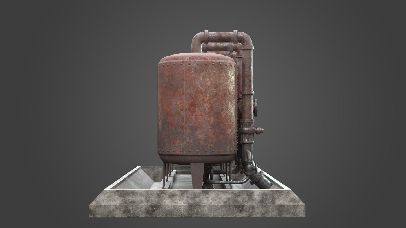 Factory Element - Boiler Machine Low-poly 3D model_1