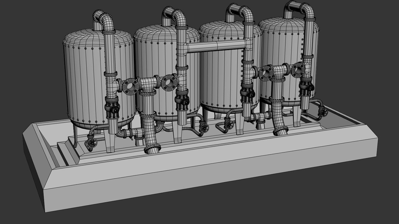 Factory Element - Boiler Machine Low-poly 3D model_7