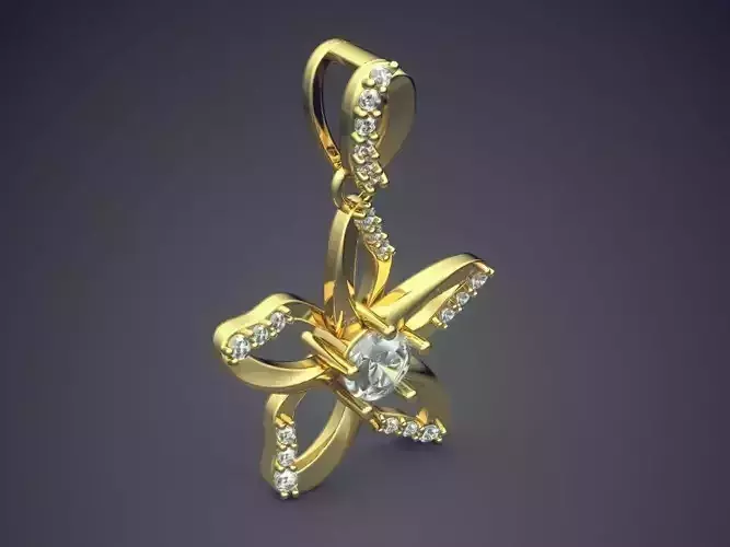 Star-Shaped Classic Golden Pendant with Diamonds