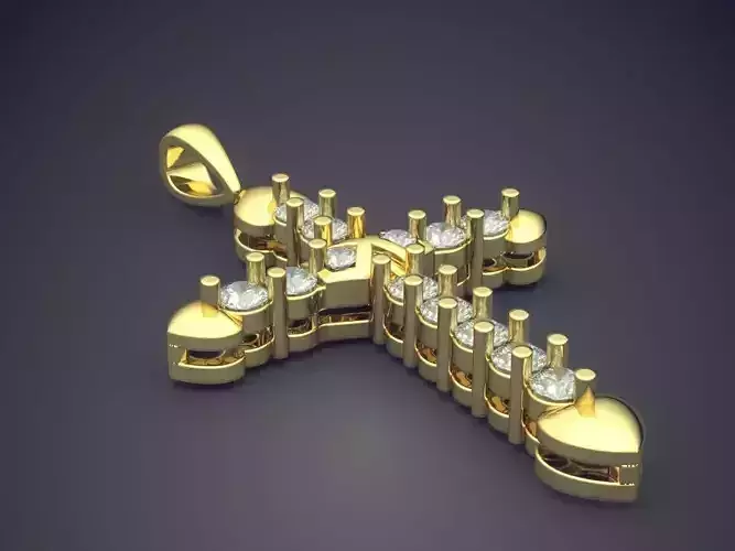 Unique Gorgeous Cross-Shaped Pendant with Diamonds