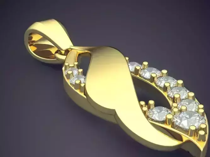 Luxurious Detailed Golden Pendant with Diamonds