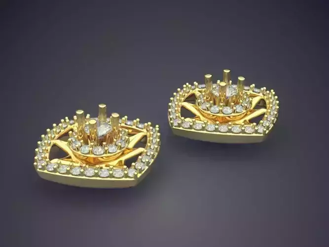 Unique Extravagant Square-Shaped Detailed Earrings