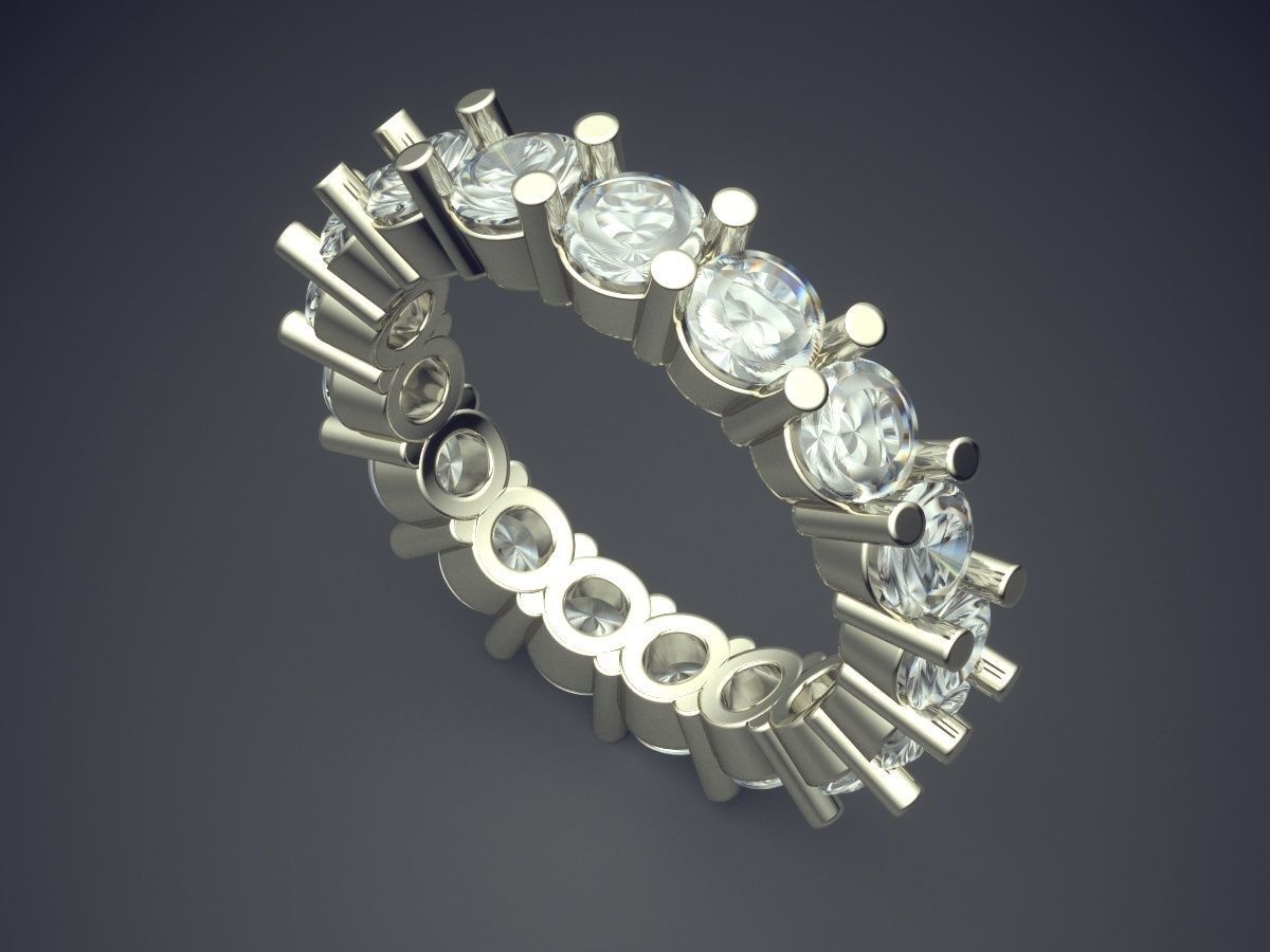 Unique Futuristic Design Engagement Ring with Cuts and Diamonds 3D print model_1