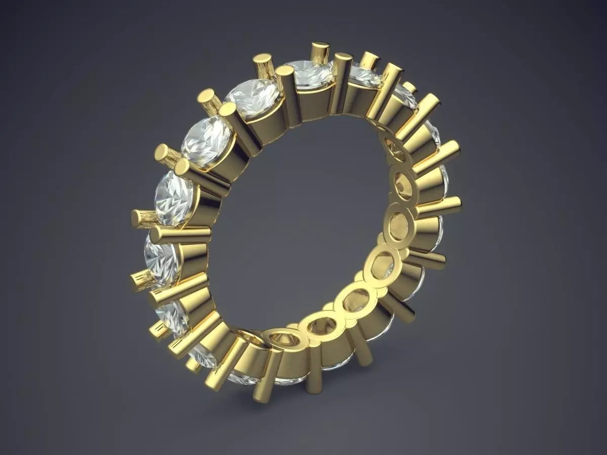 Unique Futuristic Design Engagement Ring with Cuts and Diamonds 3D print model_0