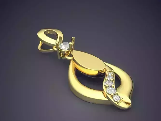 Fancy Minimal Golden Pendant With Diamonds