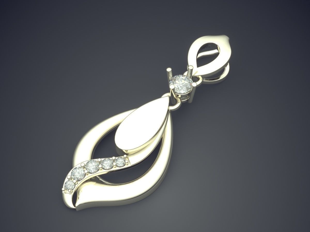 Fancy Minimal Golden Pendant With Diamonds 3D print model_1