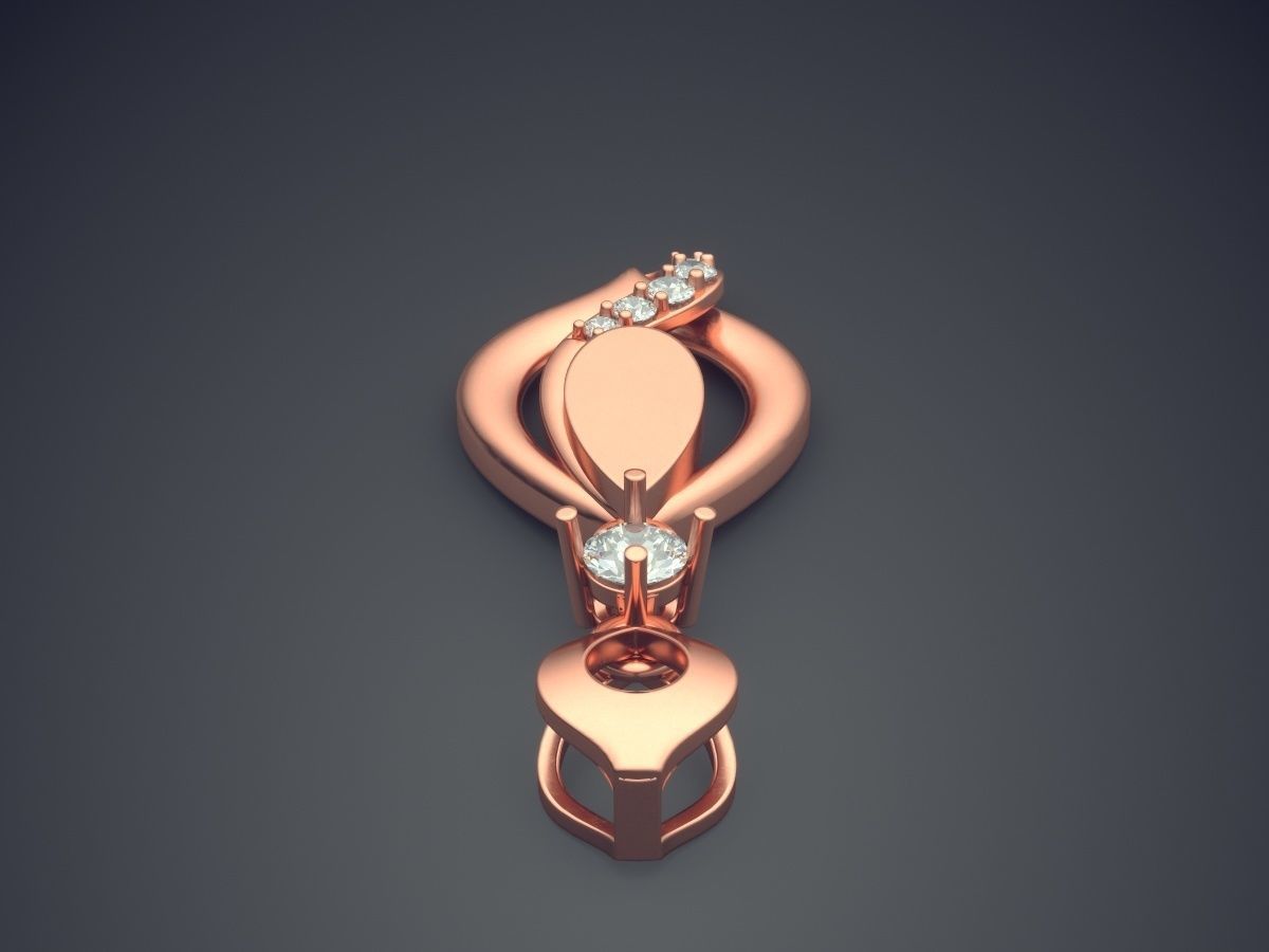 Fancy Minimal Golden Pendant With Diamonds 3D print model_2