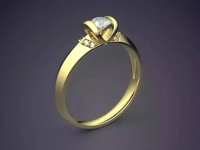 Classic Minimal Design Engagement Ring With Diamond