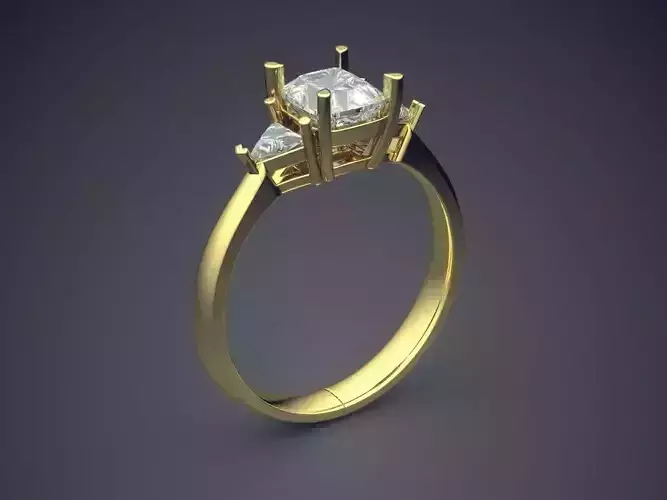 Beautiful Golden Minimalistic Engagement Ring with Diamonds