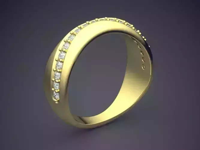Fancy Minimal Engagement Ring With Diamonds on the Rim