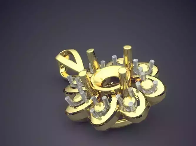 Luxurious Detailed Golden Flower-Shaped Pendant