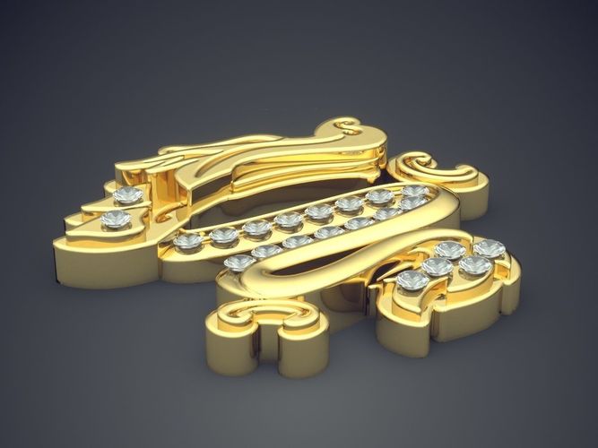 Magnificent Unique Dragon-Shaped Pendant With Diamonds 3D print model