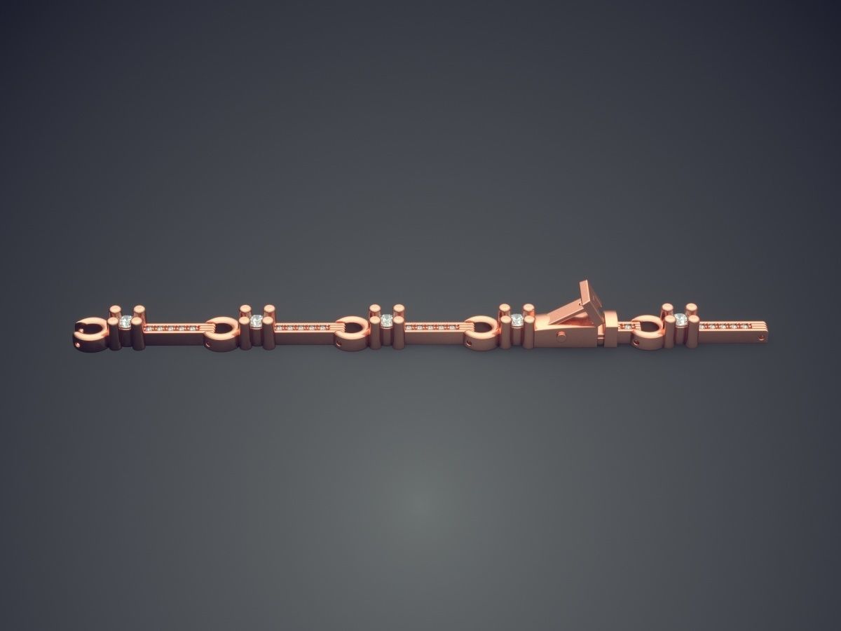 Magnificent Classic Minimal Design Bracelet With Diamonds 3D print model_2
