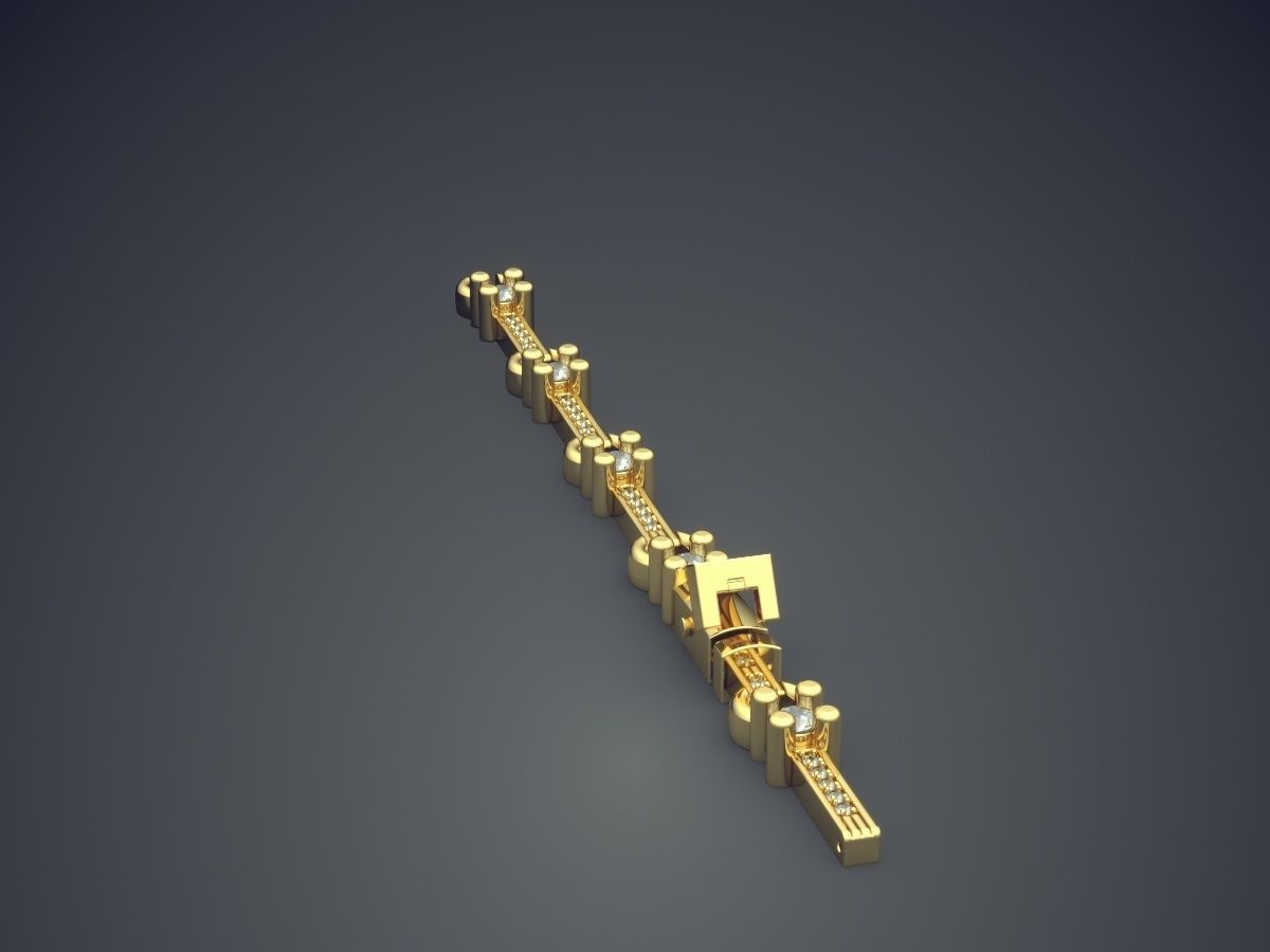 Magnificent Classic Minimal Design Bracelet With Diamonds 3D print model_3