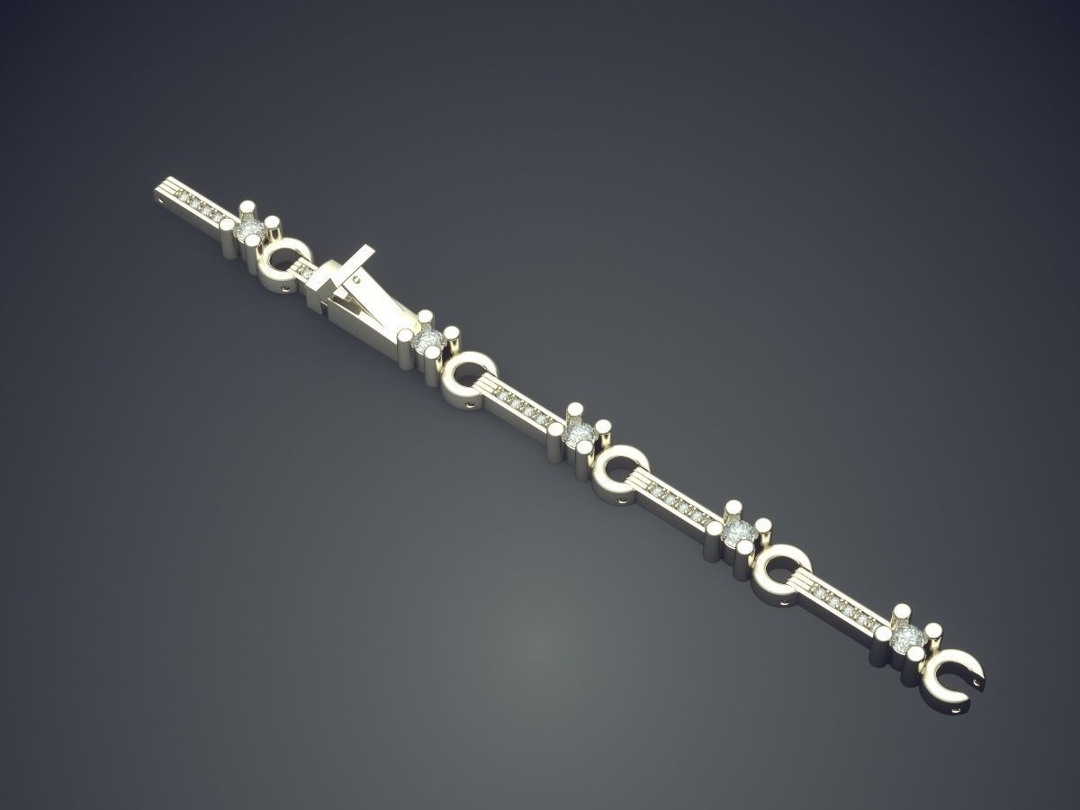 Magnificent Classic Minimal Design Bracelet With Diamonds 3D print model_1