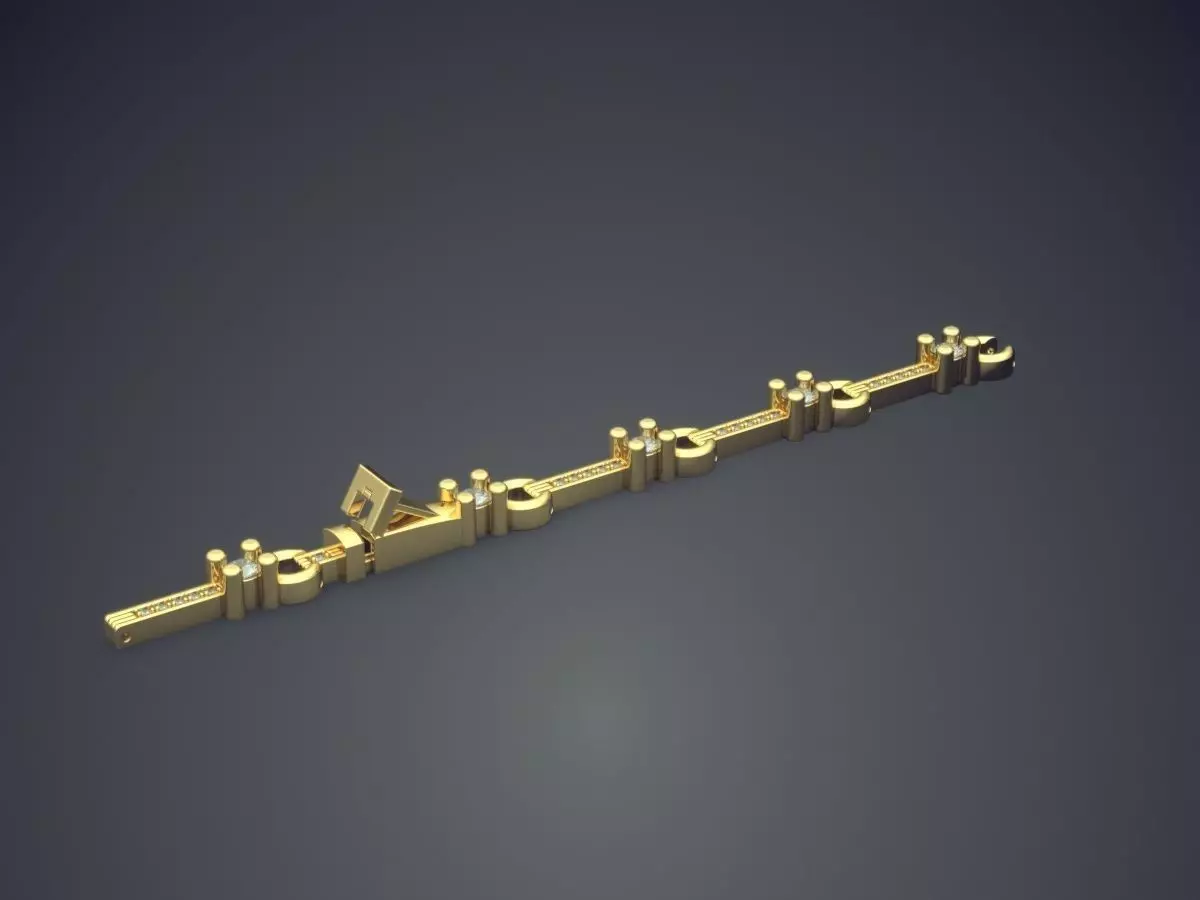 Magnificent Classic Minimal Design Bracelet With Diamonds 3D print model_0