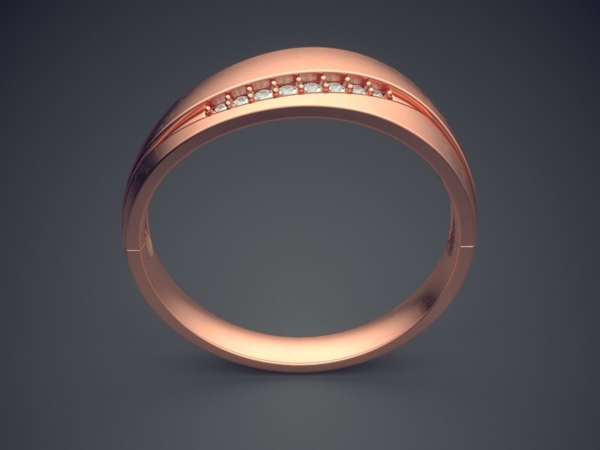 Classic Minimal Design Engagement Ring With Diamonds on the Rim 3D print model_2