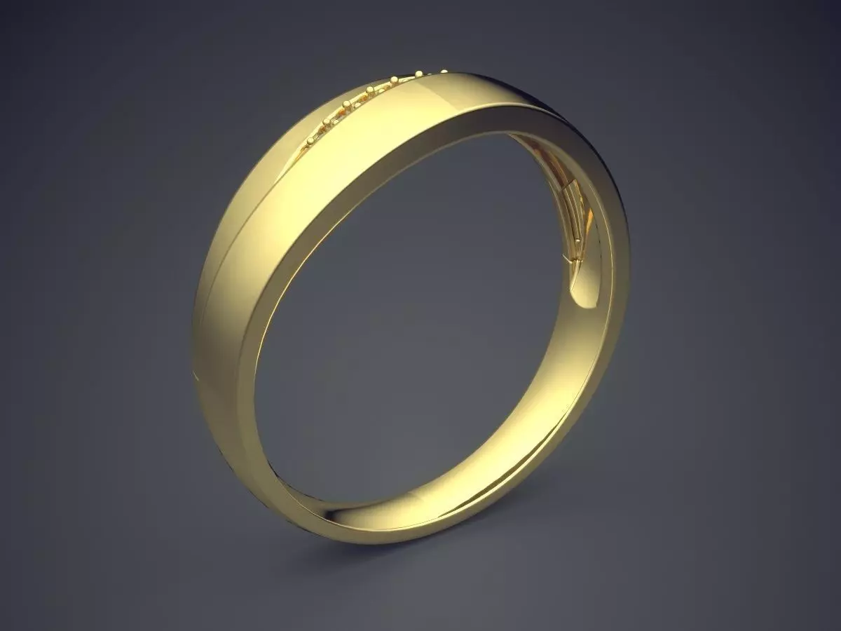Classic Minimal Design Engagement Ring With Diamonds on the Rim 3D print model_0