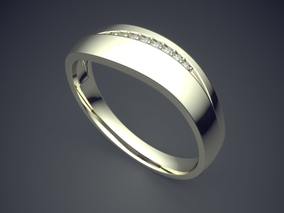 Classic Minimal Design Engagement Ring With Diamonds on the Rim 3D print model_1