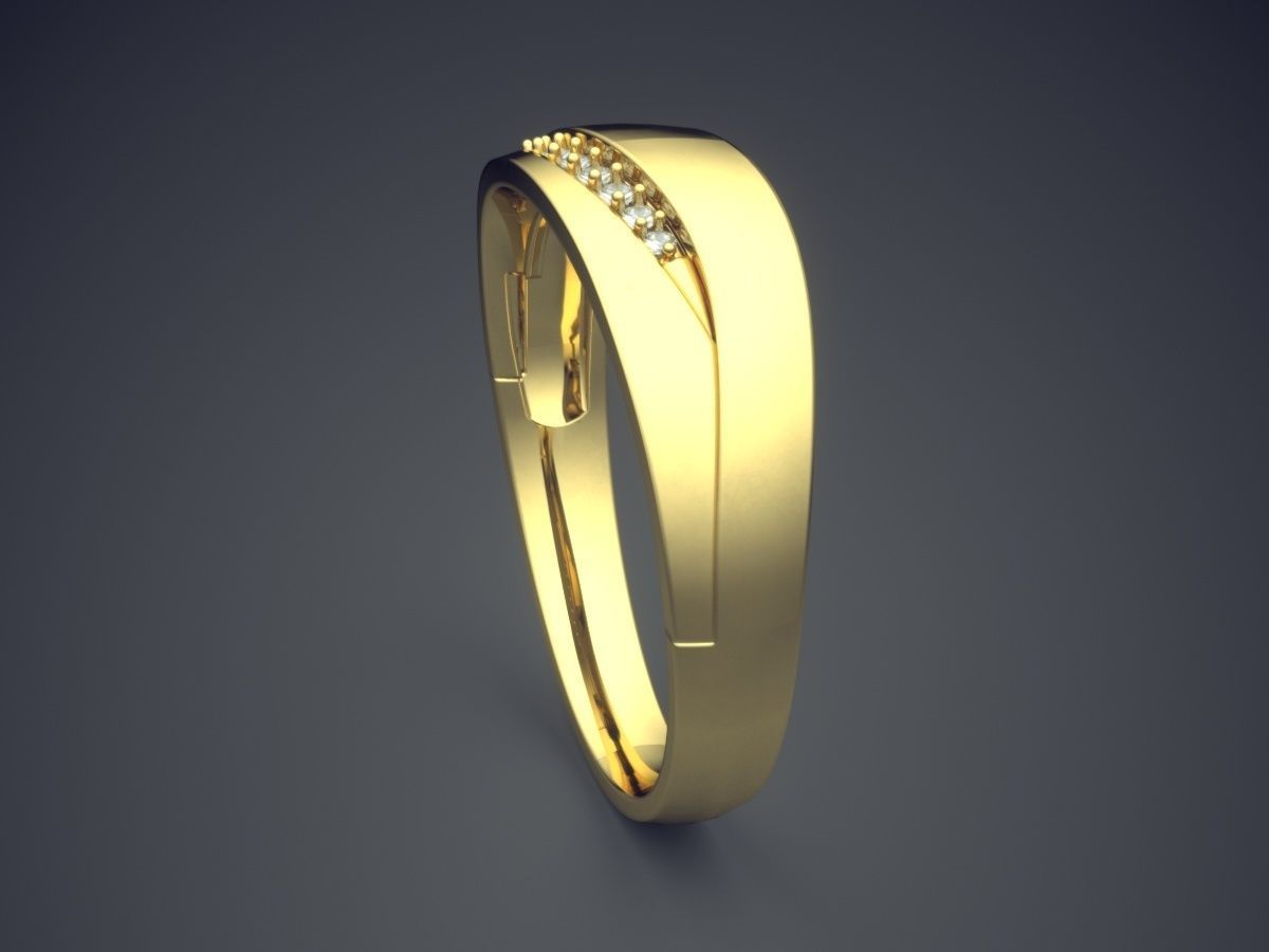 Classic Minimal Design Engagement Ring With Diamonds on the Rim 3D print model_3