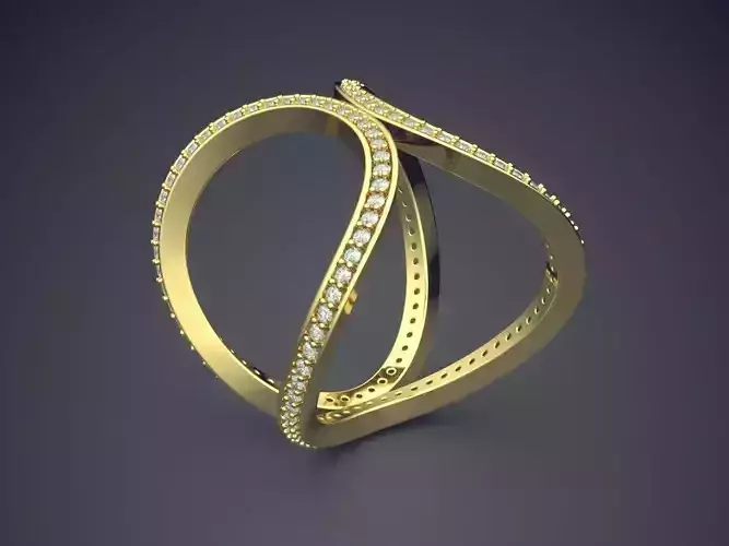 Unique Futuristic Design Ring for Women With Diamonds on the Rim