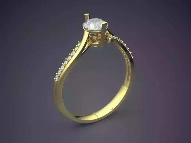Magnificent Elegant Dainty Golden Engagement Ring with Diamonds