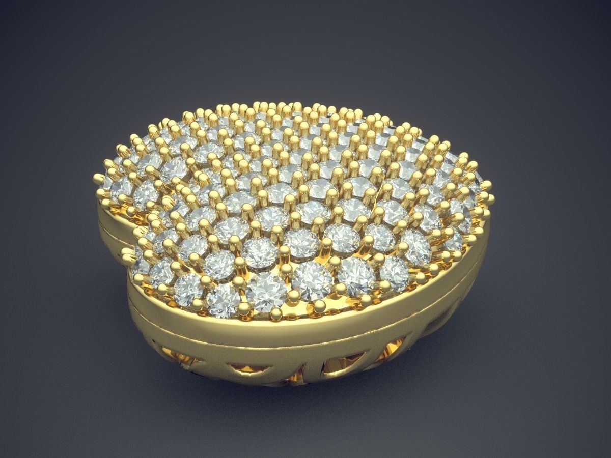 Fancy Extravagant Unique Heart-Shaped Pendant with Small Diamond 3D print model_3